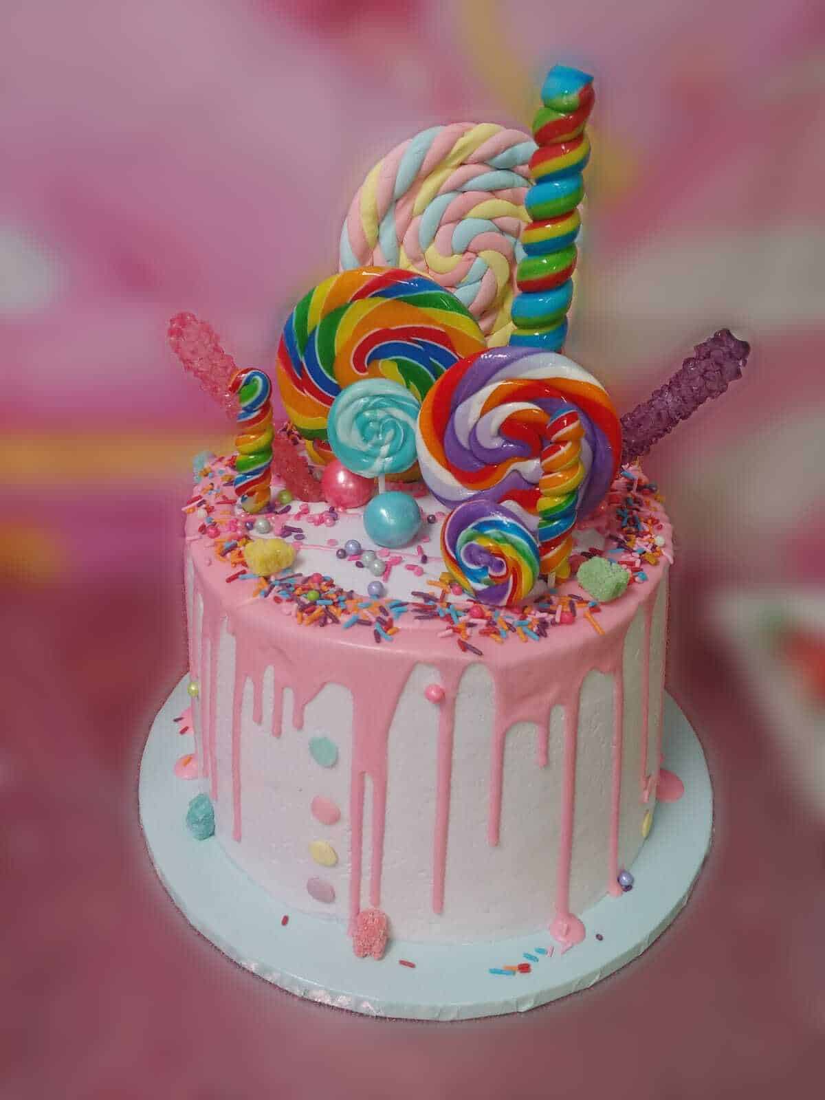Beautiful cake topped with colorful candy
