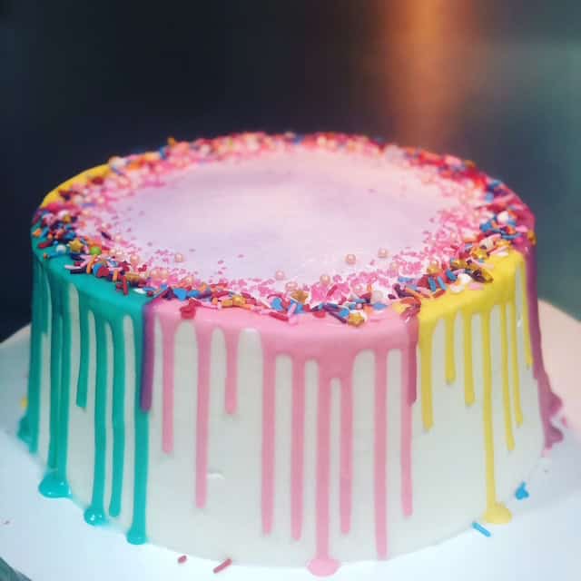 Colorful round celebtation cake