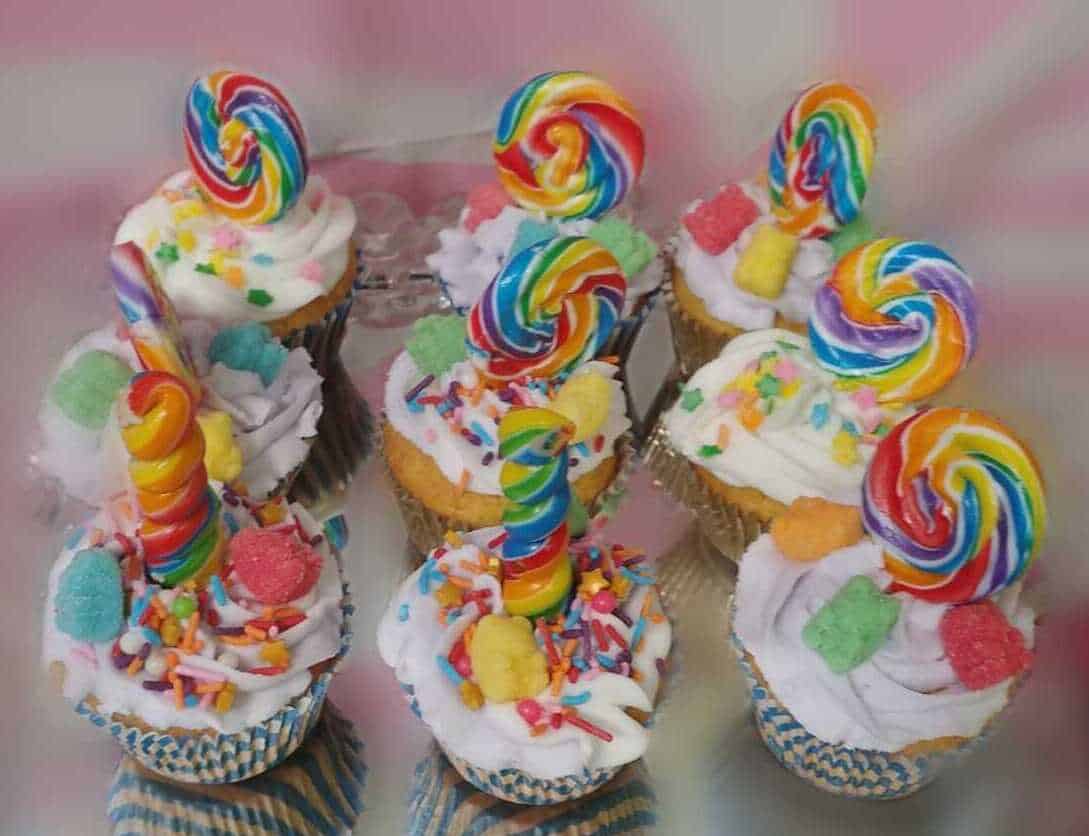 Beutiful candy-topped cupcakes